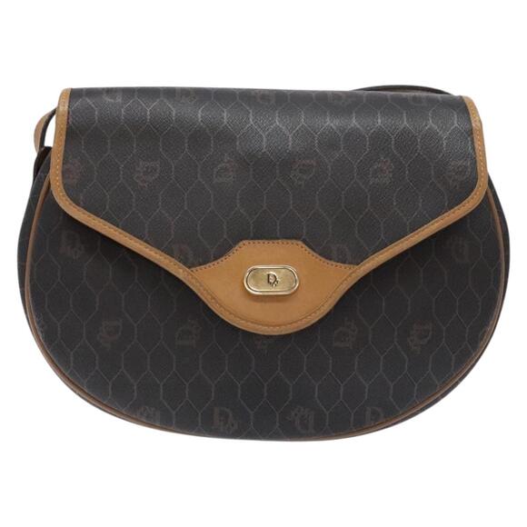 DIOR Honeycomb Canvas Shoulder Bag Pvc Black Gold - Picture 2 of 13